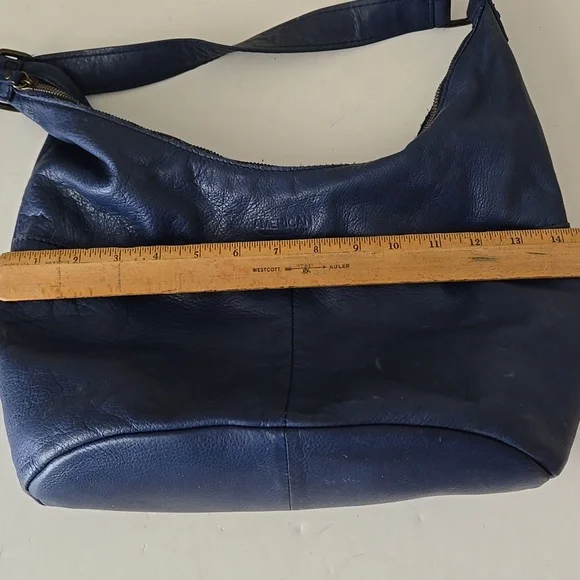American Leather Co Carrie Hobo Bag Blue Navy - Picture 12 of 16